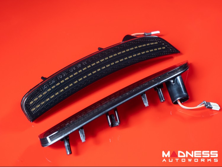 FIAT 500 Front & Rear Bumper Side Blinker Lights (2) Smoked Black Finish